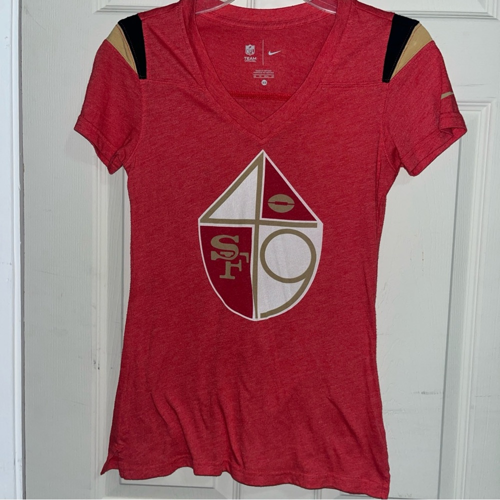 NFL San Francisco 49ers Womens XS Nike Red Tri-Historic 2.0 Vneck T-Shirt